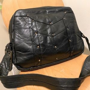 Custom leather moto style laptop bag handmade